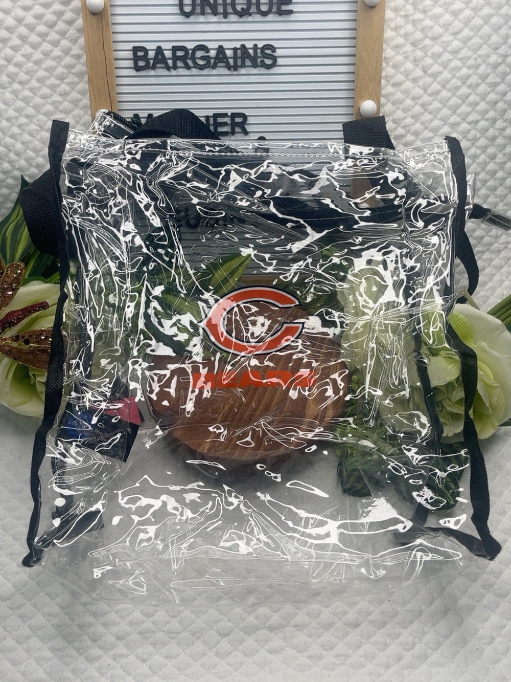 Clear Stadium Tote Bag with Orange and Black Logo BEARS
